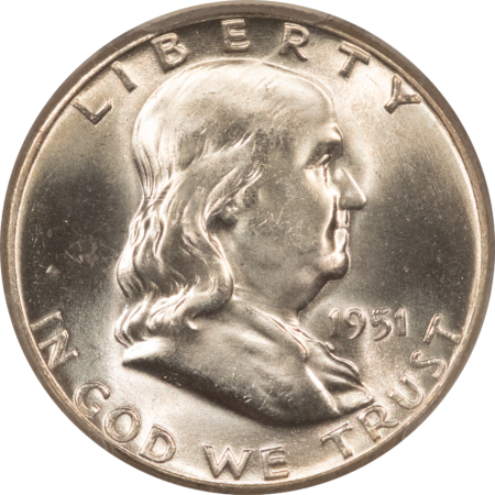 Franklin Halves 1951 FRANKLIN HALF DOLLAR – PCGS MS-65 FBL, PREMIUM QUALITY!