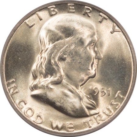 Franklin Halves 1951-S FRANKLIN HALF DOLLAR – PCGS MS-64 FBL, ORIGINAL LUSTROUS & PQ!