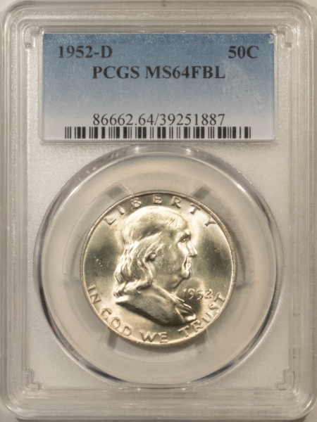 Franklin Halves 1952-D FRANKLIN HALF DOLLAR – PCGS MS-64 FBL