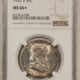 Franklin Halves 1952-D FRANKLIN HALF DOLLAR – PCGS MS-65 FBL, ORIGINAL SATINY GEM!