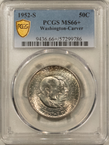 Early Commems 1952-S WASHINGTON-CARVER COMMEMORATIVE HALF DOLLAR – PCGS MS-66+ LOOKS SUPERB!