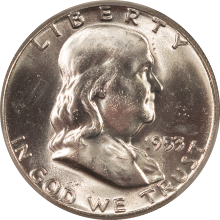 Franklin Halves 1953 FRANKLIN HALF DOLLAR – PCGS MS-64 FBL, BLAST WHITE