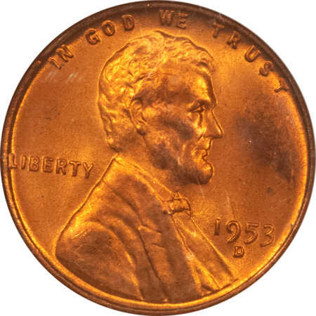 Lincoln Cents (Wheat) 1953-D LINCOLN CENT – NGC MS-66 RD, PRETTY!