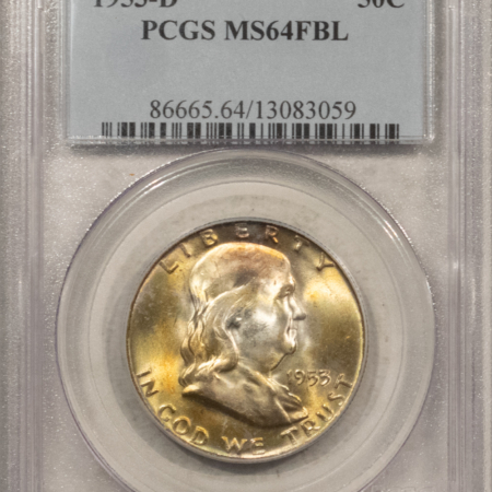 Franklin Halves 1953-D FRANKLIN HALF DOLLAR – PCGS MS-64 FBL, GORGEOUS!