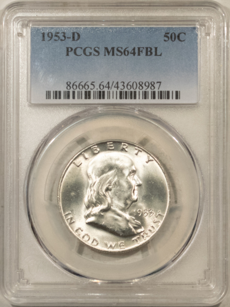 Franklin Halves 1953-D FRANKLIN HALF DOLLAR – PCGS MS-64 FBL