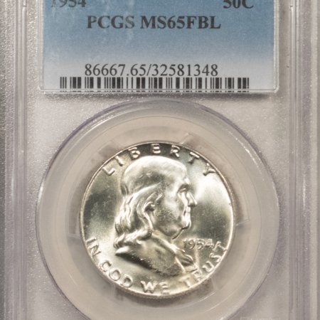 Franklin Halves 1954 FRANKLIN HALF DOLLAR – PCGS MS-65 FBL BLAST WHITE