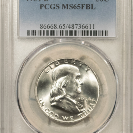 Franklin Halves 1954-D FRANKLIN HALF DOLLAR – PCGS MS-65 FBL, PREMIUM QUALITY BLAZER!
