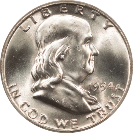 Franklin Halves 1954-D FRANKLIN HALF DOLLAR – PCGS MS-65 FBL, PREMIUM QUALITY BLAZER!