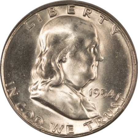 Franklin Halves 1954-S FRANKLIN HALF DOLLAR – PCGS MS-65, WHITE GEM!
