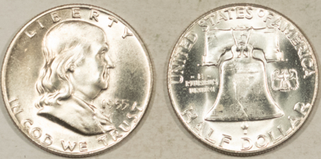 Coin Rolls 1955 FRANKLIN HALF DOLLARS – ORIGINAL BRILLIANT UNCIRCUALTED 20 COIN ROLL, NICE!