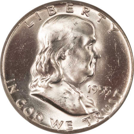 Franklin Halves 1955 FRANKLIN HALF DOLLAR, BUGS BUNNY FS-401 – PCGS MS-65 BLAST WHITE GEM