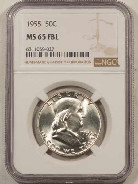 Franklin Halves 1955 FRANKLIN HALF DOLLAR – NGC MS-65 FBL