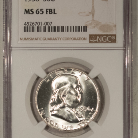 Franklin Halves 1956 FRANKLIN HALF DOLLAR – NGC MS-65 FBL BLAST WHITE