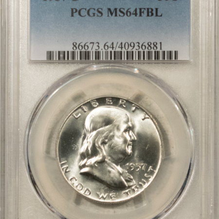 Franklin Halves 1957-D FRANKLIN HALF DOLLAR – PCGS MS-64 FBL, BLAST WHITE & PQ!