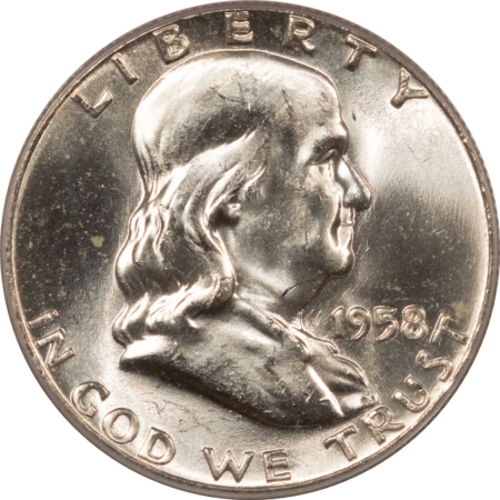 Franklin Halves 1958 FRANKLIN HALF DOLLAR – PCGS MS-64 FBL WHITE, TOUGHER