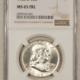 Franklin Halves 1958 FRANKLIN HALF DOLLAR – PCGS MS-64 FBL WHITE, TOUGHER