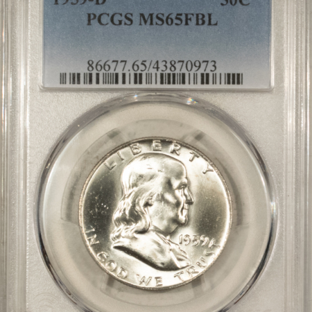 Franklin Halves 1959-D FRANKLIN HALF DOLLAR – PCGS MS-65 FBL BLAST WHITE GEM