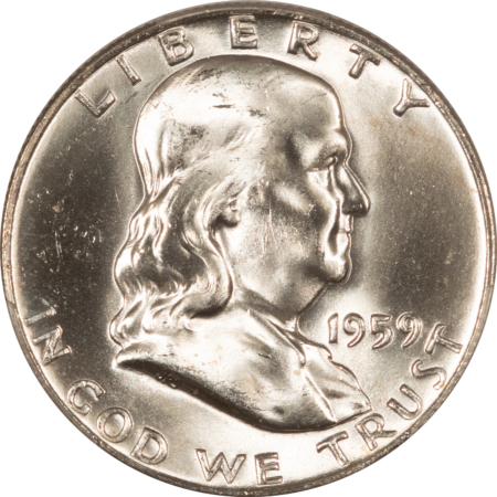Franklin Halves 1959-D FRANKLIN HALF DOLLAR – PCGS MS-65 FBL BLAST WHITE GEM