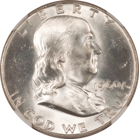 CAC Approved Coins 1960 FRANKLIN HALF DOLLAR – NGC MS-64 FBL, FRESH WHITE & CAC APPROVED!