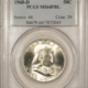 CAC Approved Coins 1960 FRANKLIN HALF DOLLAR – NGC MS-64 FBL, FRESH WHITE & CAC APPROVED!