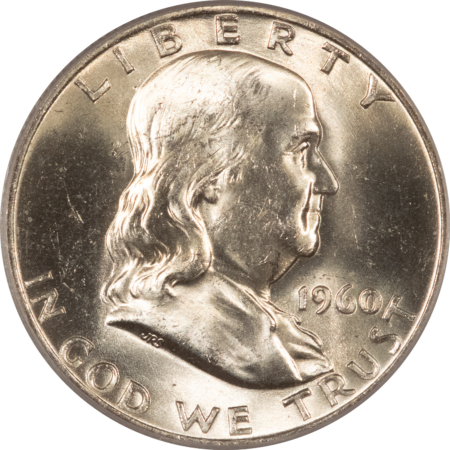 Franklin Halves 1960-D FRANKLIN HALF DOLLAR – PCGS MS-64 FBL WHITE & NEAR GEM!