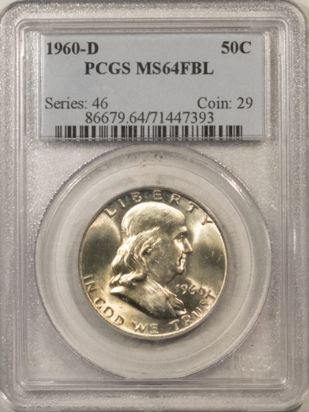 Franklin Halves 1960-D FRANKLIN HALF DOLLAR – PCGS MS-64 FBL