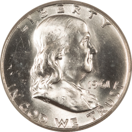 Franklin Halves 1961 FRANKLIN HALF DOLLAR – PCGS MS-64 FBL, BLAST WHITE