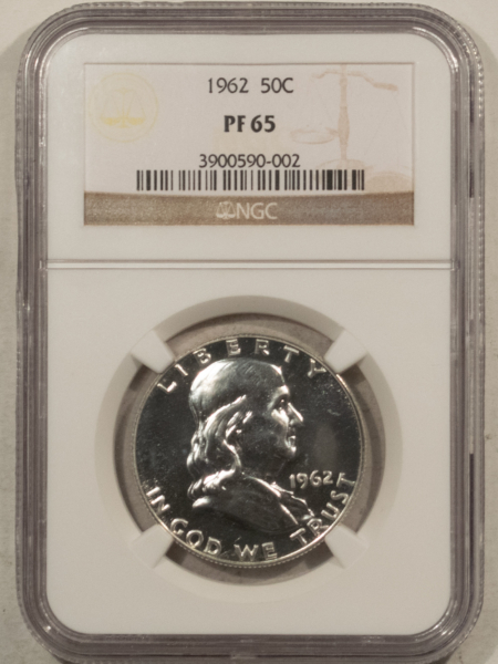 Franklin Halves 1962 PROOF FRANKLIN HALF DOLLAR – NGC PF-65