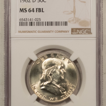 Franklin Halves 1962-D FRANKLIN HALF DOLLAR – NGC MS-64 FBL