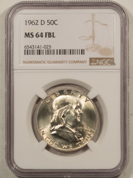 Franklin Halves 1962-D FRANKLIN HALF DOLLAR – NGC MS-64 FBL