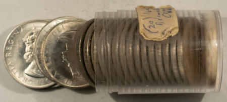 New Store Items 1964 BERMUDA 50% SILVER CROWN 20 COIN ROLL, KM#14, OVER 7 OZ ASW – UNCIRCULATED