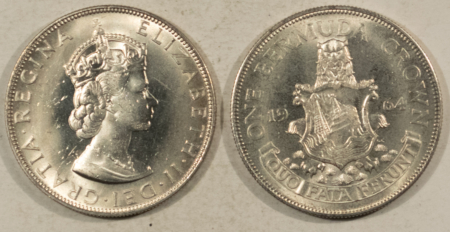 New Store Items 1964 BERMUDA 50% SILVER CROWN 20 COIN ROLL, KM#14, OVER 7 OZ ASW – UNCIRCULATED