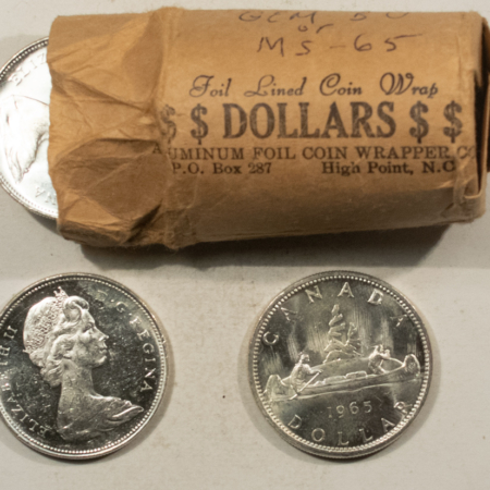 New Store Items 1965 CANADA SILVER DOLLAR ORIG 20 COIN ROLL KM#64.1, .6 OZ ASW EACH – FLASHY BU