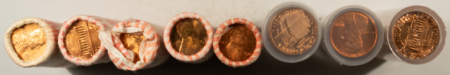 Lincoln Cents (Memorial) 1969-S – 1983 VINTAGE LINCOLN CENT ROLLS, LOT OF 8 – GEM BU!