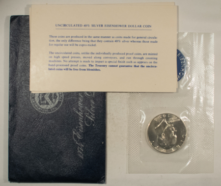 Dollars 1974 $1 EISENHOWER SILVER DOLLAR – GEM BU IN ORIGINAL GOVERNMENT PACKAGING