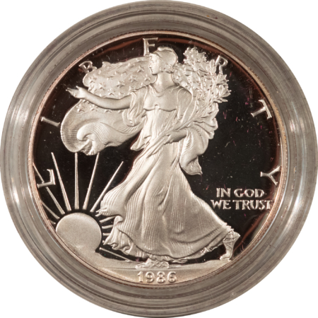 American Silver Eagles 1986-S $1 PROOF AMERICAN SILVER EAGLE, 1 OZ .999 – GEM PROOF WITH BOX AND COA!