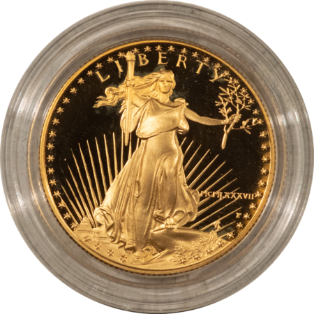 Bullion 1987 $25 PROOF AMERICAN GOLD EAGLE, 1/2 OZ – GEM PROOF WITH BOX & COA!