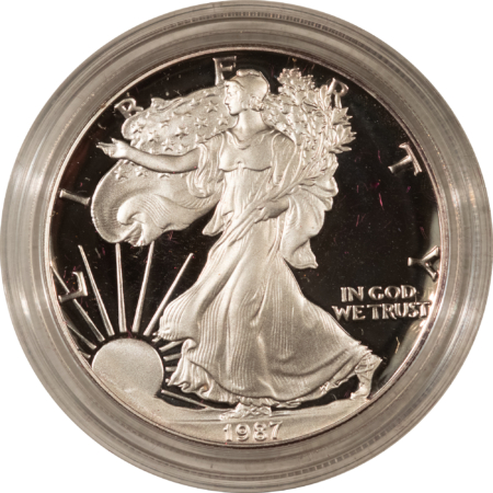 American Silver Eagles 1987-S $1 PROOF AMERICAN SILVER EAGLE, 1 OZ .999 – GEM PROOF WITH BOX AND COA!
