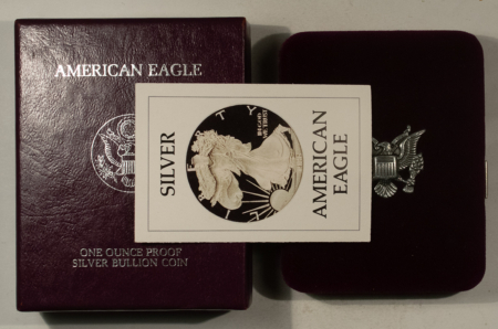 American Silver Eagles 1988-S $1 PROOF AMERICAN SILVER EAGLE, 1 OZ .999 – GEM PROOF WITH BOX AND COA!
