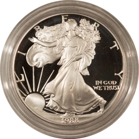 American Silver Eagles 1988-S $1 PROOF AMERICAN SILVER EAGLE, 1 OZ .999 – GEM PROOF WITH BOX AND COA!