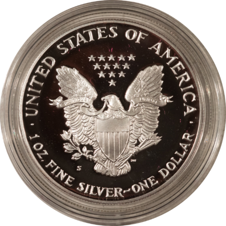 American Silver Eagles 1990-S $1 PROOF AMERICAN SILVER EAGLE, 1 OZ .999 – GEM PROOF WITH BOX AND COA!