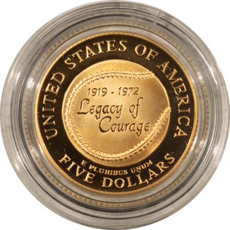 Gold Bullion 1997-W $5 JACKIE ROBINSON GOLD COMMEM LEGACY SET, CARD/PATCH/PIN & BOX GEM PROOF
