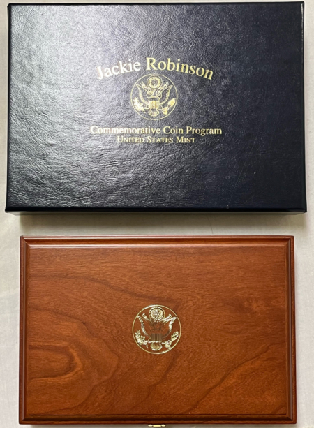 Gold Bullion 1997-W $5 JACKIE ROBINSON GOLD COMMEM LEGACY SET, CARD/PATCH/PIN & BOX GEM PROOF