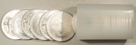 American Silver Eagles 2002 $1 AMERICAN SILVER EAGLES ROLL OF 20, 1 OZ .999 – GEM BU IN ORIGINAL TUBE!