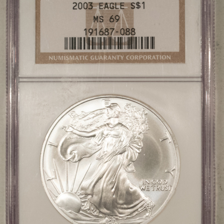 American Silver Eagles 2003 $1 AMERICAN SILVER EAGLE, 1 OZ .999 – NGC MS-69