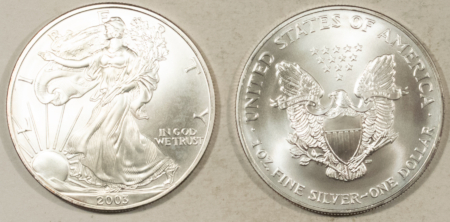 American Silver Eagles 2003 $1 AMERICAN SILVER EAGLES ROLL OF 20, 1 OZ .999 – GEM BU IN ORIGINAL TUBE!