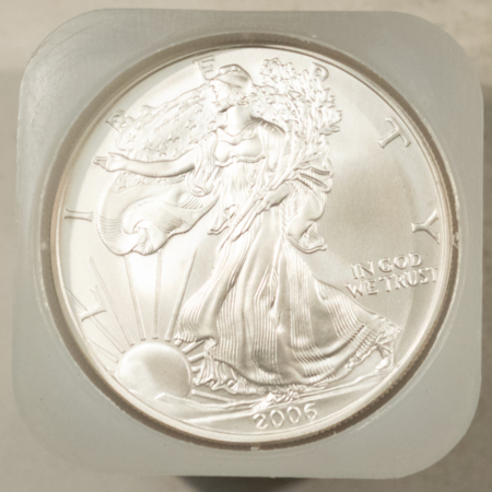American Silver Eagles 2006 $1 AMERICAN SILVER EAGLES ROLL OF 20, 1 OZ .999 – GEM BU IN ORIGINAL TUBE!