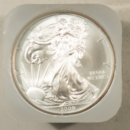 American Silver Eagles 2009 $1 AMERICAN SILVER EAGLES ROLL OF 20, 1 OZ .999 – GEM BU IN ORIGINAL TUBE!