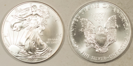 American Silver Eagles 2009 $1 AMERICAN SILVER EAGLES ROLL OF 20, 1 OZ .999 – GEM BU IN ORIGINAL TUBE!