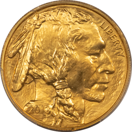American Gold Eagles, Buffaloes, & Liberty Series 2013 $50 AMERICAN GOLD BUFFALO .9999 1 OZ PCGS MS-70 FIRST STRIKE, BLACK DIAMOND
